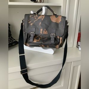 L.A.M.B GWEN STEFANI Large Black Handprint Graphic Messenger Bag Unisex Adult